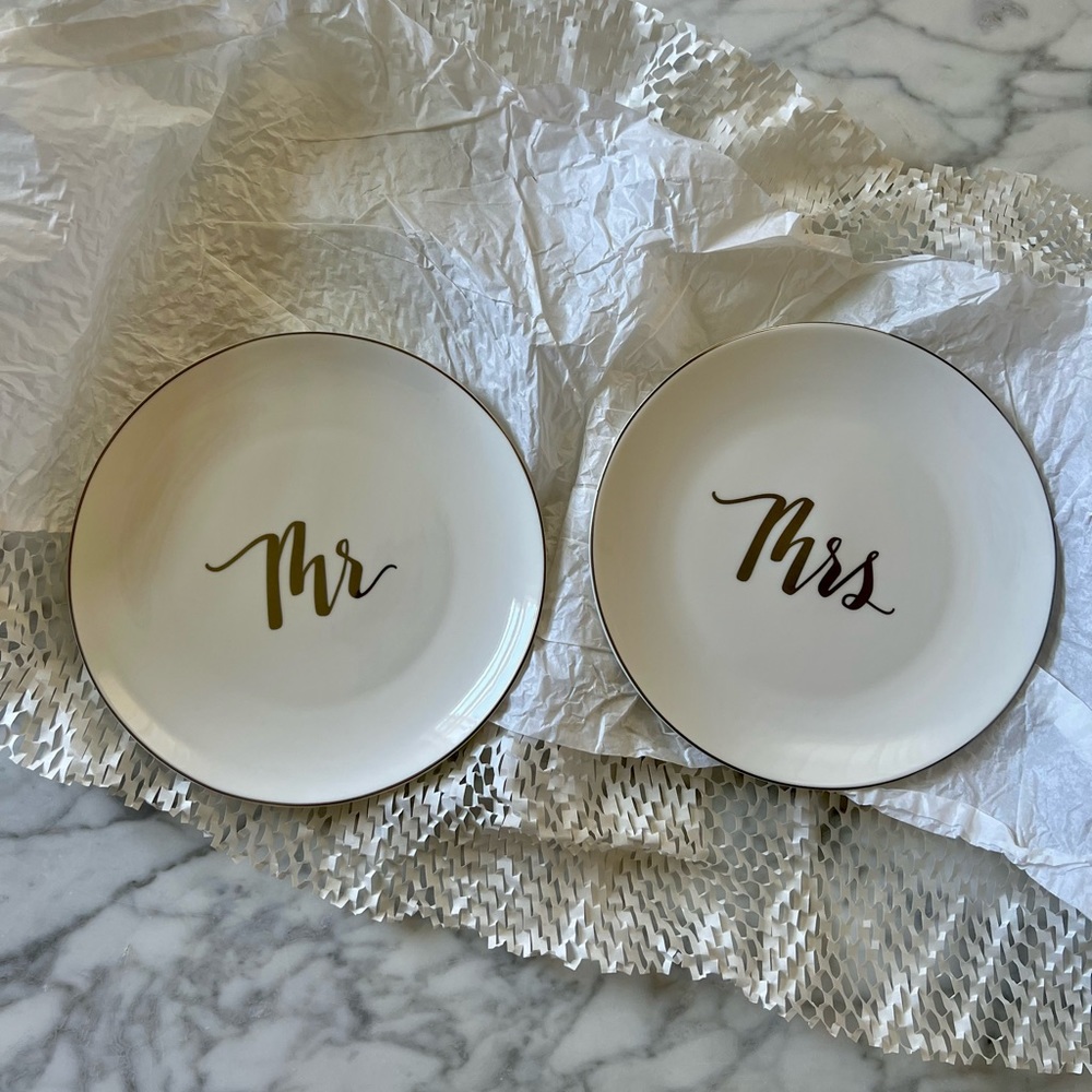 Crate & Barrel | Mr. And Mrs. Dessert Plates